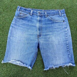 Vintage Levis 501 Denim Jean Shorts Mens Size 36 Blue Cut Off Frayed